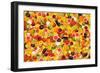 Different Types Of Fruit And Vegetables As Background, Colorful-pasiphae-Framed Premium Giclee Print