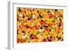 Different Types Of Fruit And Vegetables As Background, Colorful-pasiphae-Framed Premium Giclee Print