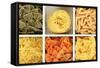 Different Types Of Pasta In White Wooden Box Sections Close-Up-Yastremska-Framed Stretched Canvas