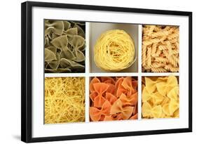 Different Types Of Pasta In White Wooden Box Sections Close-Up-Yastremska-Framed Art Print