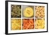 Different Types Of Pasta In White Wooden Box Sections Close-Up-Yastremska-Framed Art Print