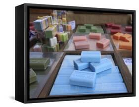 Different Types of Soap on Stall in a Street Market on the French Riviera, Provence-Vincenzo Lombardo-Framed Stretched Canvas