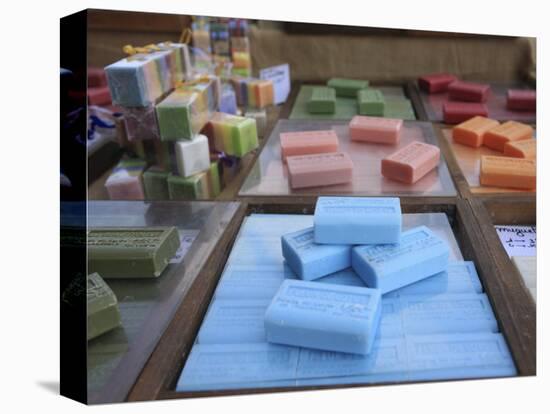 Different Types of Soap on Stall in a Street Market on the French Riviera, Provence-Vincenzo Lombardo-Stretched Canvas