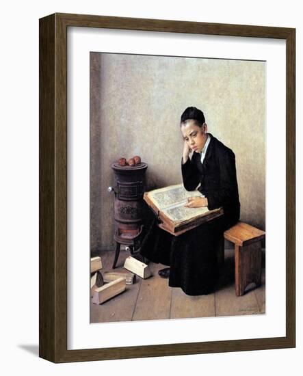 Difficult Passage in the Talmud-Isidor Kaufmann-Framed Art Print