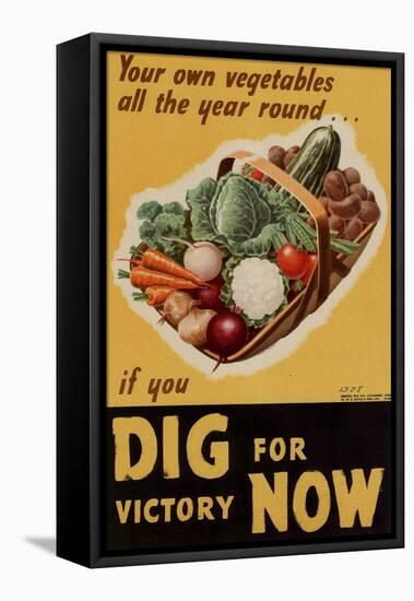 Dig for Victory - WWII War Propaganda-null-Framed Stretched Canvas