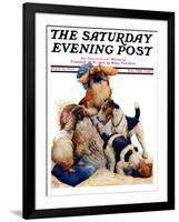 "Digging Doggy," Saturday Evening Post Cover, July 31, 1926-Robert L. Dickey-Framed Giclee Print