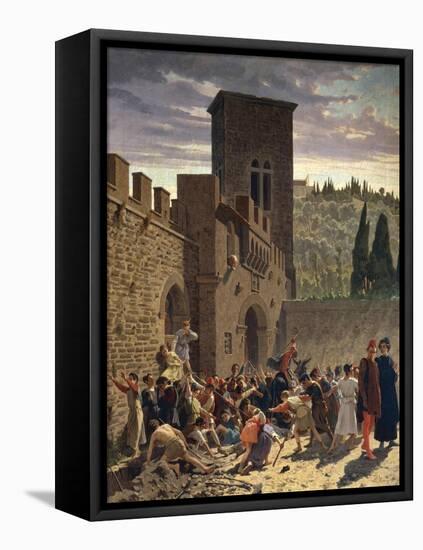 Digging Up of Jacopo Pazzi, 1864-Odoardo Borrani-Framed Stretched Canvas