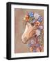 Digital Art - a Horse's Head with Flowers and Feathers in Hippie Style. Bohemian Chic.-yulianas-Framed Art Print