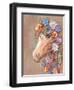 Digital Art - a Horse's Head with Flowers and Feathers in Hippie Style. Bohemian Chic.-yulianas-Framed Art Print