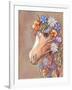 Digital Art - a Horse's Head with Flowers and Feathers in Hippie Style. Bohemian Chic.-yulianas-Framed Art Print