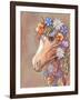 Digital Art - a Horse's Head with Flowers and Feathers in Hippie Style. Bohemian Chic.-yulianas-Framed Art Print