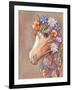 Digital Art - a Horse's Head with Flowers and Feathers in Hippie Style. Bohemian Chic.-yulianas-Framed Art Print