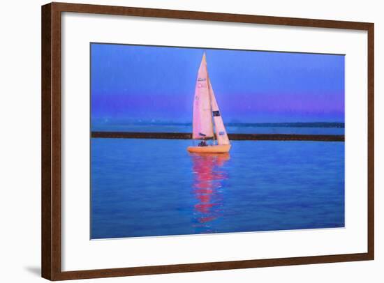 Digital Art Colorful Sailboat At Dusk-Anthony Paladino-Framed Giclee Print