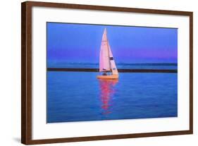 Digital Art Colorful Sailboat At Dusk-Anthony Paladino-Framed Giclee Print