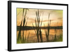 Digital art giant reeds colorful sunset in crayon-Anthony Paladino-Framed Giclee Print