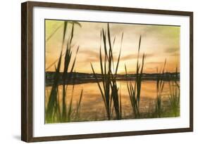 Digital art giant reeds colorful sunset in crayon-Anthony Paladino-Framed Giclee Print