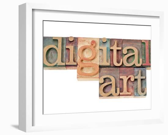 Digital Art - Isolated Text in Vintage Letterpress Wood Type-PixelsAway-Framed Art Print