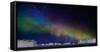 Digital Composite - Aurora Borealis or Northern Lights in Iceland and Icebergs in Greenland-null-Framed Stretched Canvas