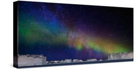 Digital Composite - Aurora Borealis or Northern Lights in Iceland and Icebergs in Greenland-null-Stretched Canvas