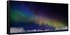 Digital Composite - Aurora Borealis or Northern Lights in Iceland and Icebergs in Greenland-null-Framed Stretched Canvas