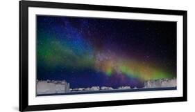 Digital Composite - Aurora Borealis or Northern Lights in Iceland and Icebergs in Greenland-null-Framed Photographic Print