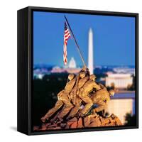 Digital Composite, Iwo Jima Memorial with Washington Monument in the Background, Arlington Natio...-null-Framed Stretched Canvas