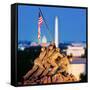 Digital Composite, Iwo Jima Memorial with Washington Monument in the Background, Arlington Natio...-null-Framed Stretched Canvas