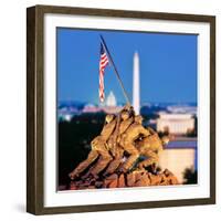 Digital Composite, Iwo Jima Memorial with Washington Monument in the Background, Arlington Natio...-null-Framed Photographic Print