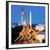 Digital Composite, Iwo Jima Memorial with Washington Monument in the Background, Arlington Natio...-null-Framed Photographic Print