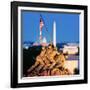 Digital Composite, Iwo Jima Memorial with Washington Monument in the Background, Arlington Natio...-null-Framed Photographic Print