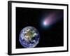 Digital Composite of a Comet Heading Towards Earth-Stocktrek Images-Framed Photographic Print