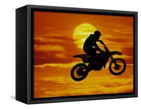 Digital Composite of Motocross Racer Doing Jump-Steve Satushek-Framed Stretched Canvas