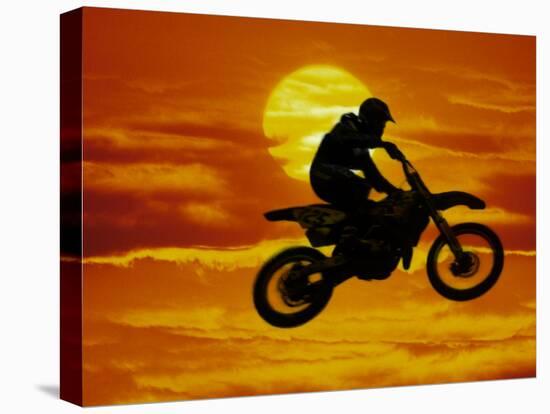 Digital Composite of Motocross Racer Doing Jump-Steve Satushek-Stretched Canvas