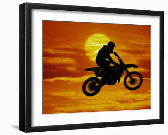 Digital Composite of Motocross Racer Doing Jump-Steve Satushek-Framed Premium Photographic Print