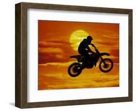 Digital Composite of Motocross Racer Doing Jump-Steve Satushek-Framed Photographic Print