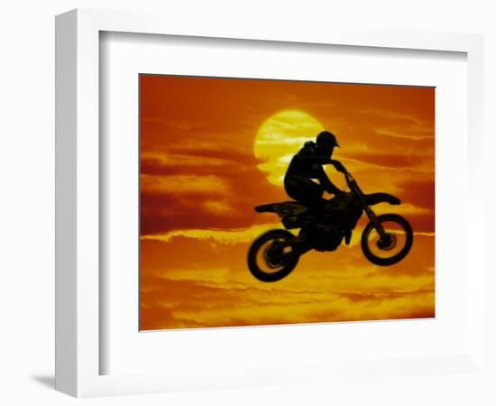 Digital Composite of Motocross Racer Doing Jump-Steve Satushek-Framed Photographic Print