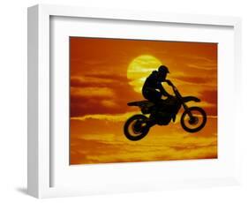 Digital Composite of Motocross Racer Doing Jump-Steve Satushek-Framed Photographic Print