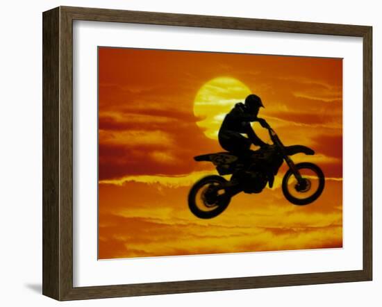 Digital Composite of Motocross Racer Doing Jump-Steve Satushek-Framed Photographic Print