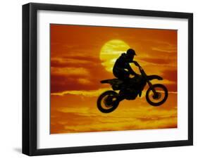 Digital Composite of Motocross Racer Doing Jump-Steve Satushek-Framed Photographic Print