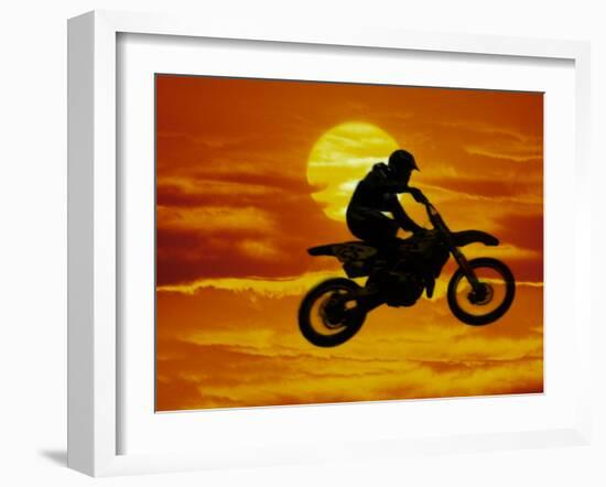 Digital Composite of Motocross Racer Doing Jump-Steve Satushek-Framed Photographic Print