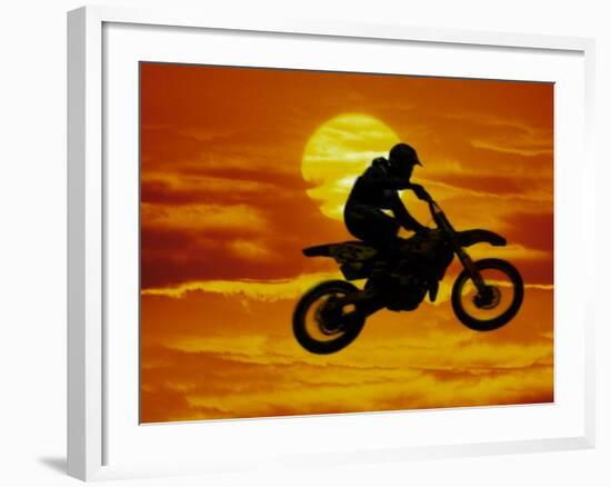 Digital Composite of Motocross Racer Doing Jump-Steve Satushek-Framed Photographic Print