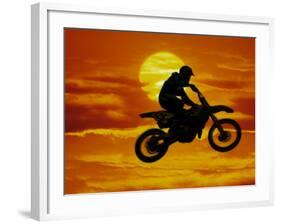 Digital Composite of Motocross Racer Doing Jump-Steve Satushek-Framed Photographic Print