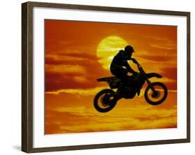 Digital Composite of Motocross Racer Doing Jump-Steve Satushek-Framed Photographic Print