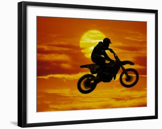 Digital Composite of Motocross Racer Doing Jump-Steve Satushek-Framed Photographic Print