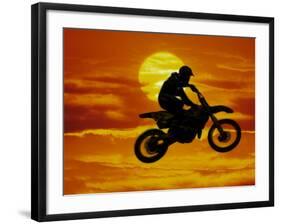 Digital Composite of Motocross Racer Doing Jump-Steve Satushek-Framed Photographic Print