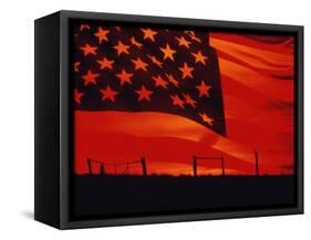 Digital Composite of the American Flag over the Countryside-null-Framed Stretched Canvas
