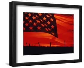 Digital Composite of the American Flag over the Countryside-null-Framed Photographic Print