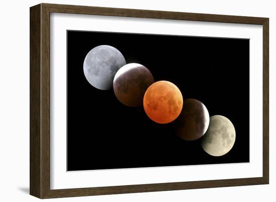 Digital Composite of Total Lunar Eclipse-null-Framed Photographic Print