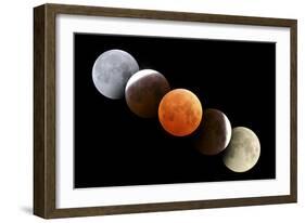 Digital Composite of Total Lunar Eclipse-null-Framed Photographic Print