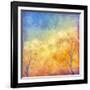 Digital Oil Painting Autumn Trees, Flying Birds-kostins-Framed Art Print